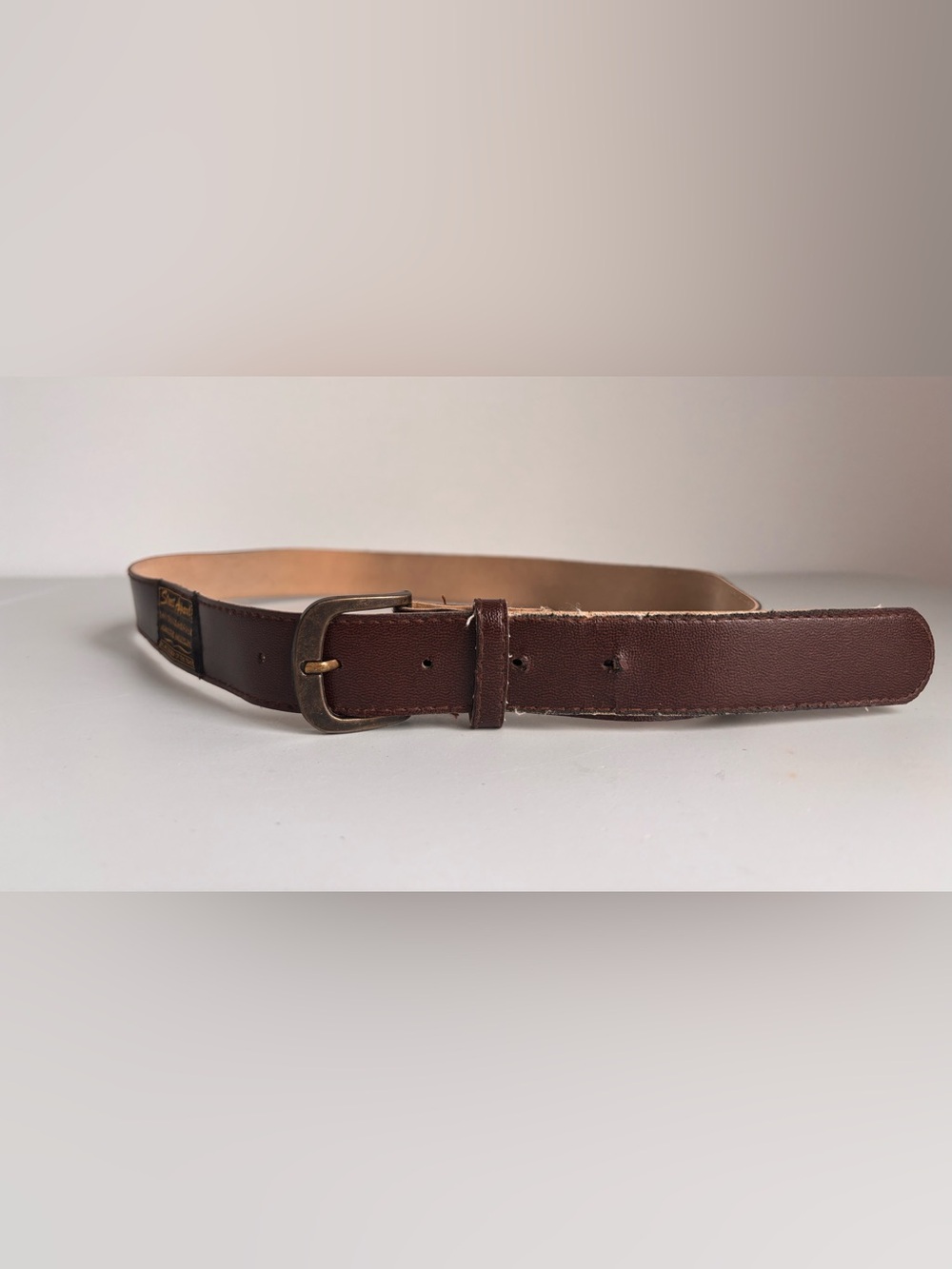 Classic Street Apparel Brown Leather Belt with Antique Brass Buckle